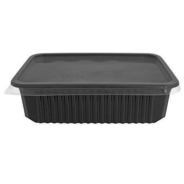 Barquette Plastique Archipack noire + couvercle - SML Food Plastic