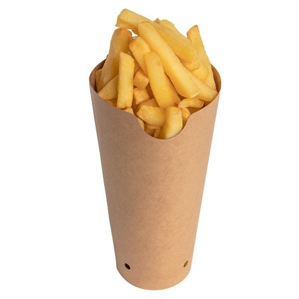 Cornet de frite carton kraft rond - SML Food Plastic