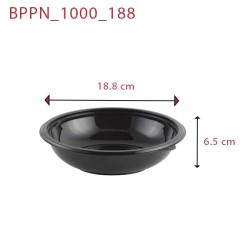 Bol plastique PP rond noir avec couvercle transparent 200ml 105mm H59mm