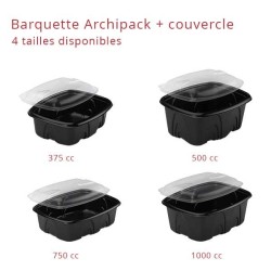Barquette Plastique Archipack noire + couvercle - SML Food Plastic