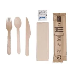 Kit couverts inox 6/1 (couteau, fourchette, cuillère, serviette, sel et  poivre), Vaisselle Jetable
