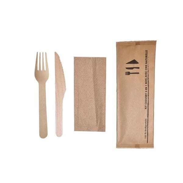 Kit Couverts 3 en 1 bois - SML Food Plastic