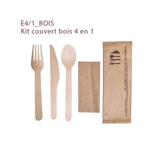 Kit Couverts 4 en 1 bois - SML Food Plastic