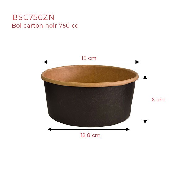 Bol carton rond noir 150mm