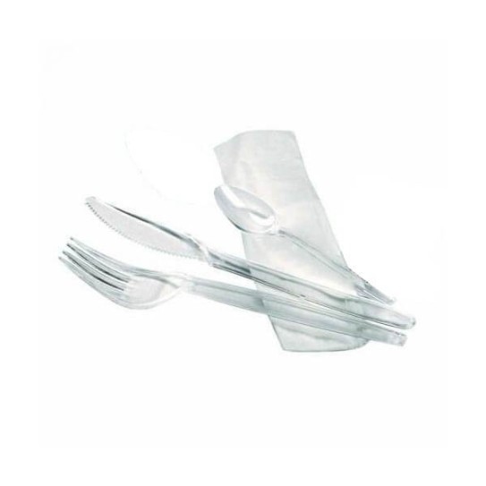 Kit Couverts Plastique 4 en 1 cristal - SML Food Plastic